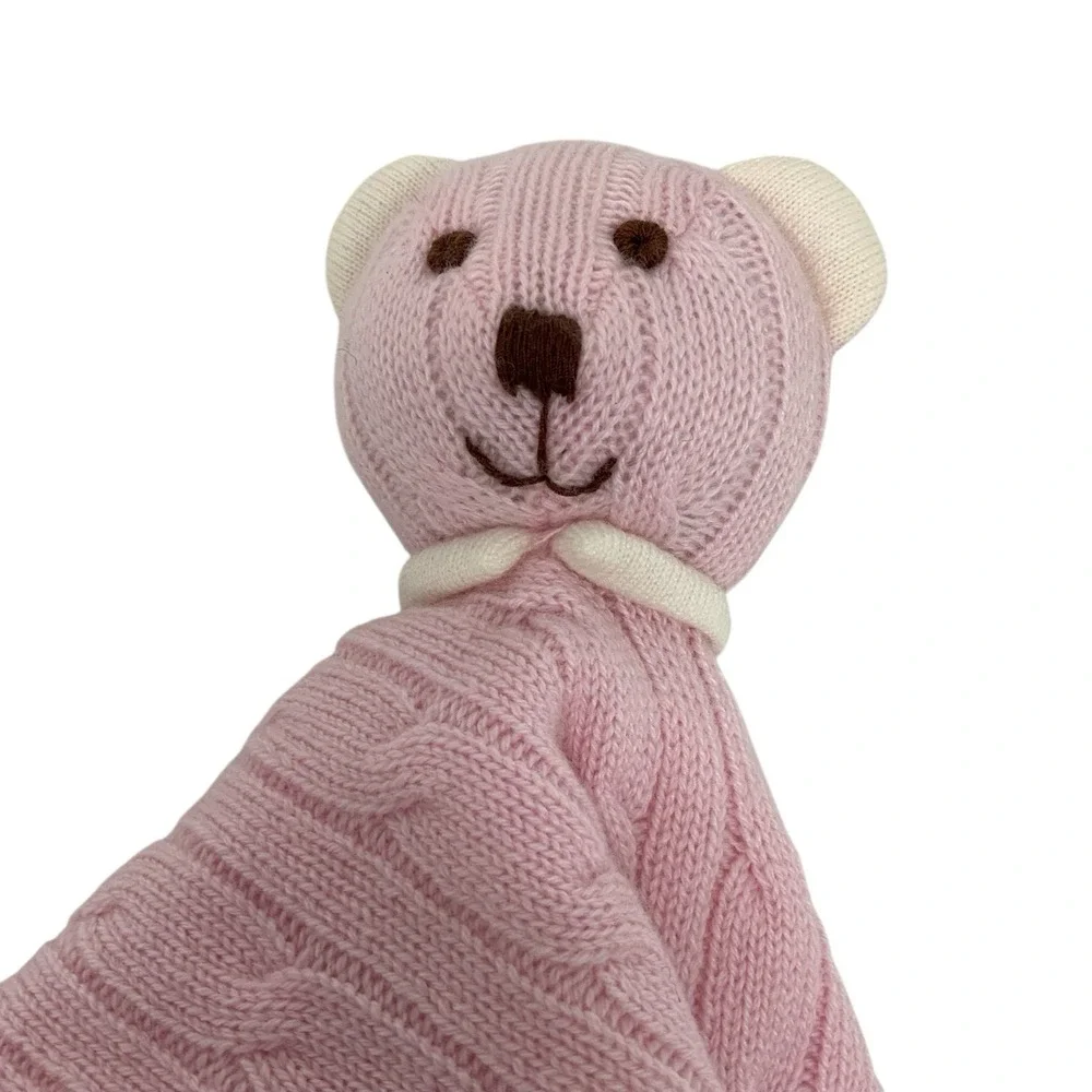 Ralph Lauren Baby Cashmere Pink Bear Lovey Security Blanket Luxury Soft Plush